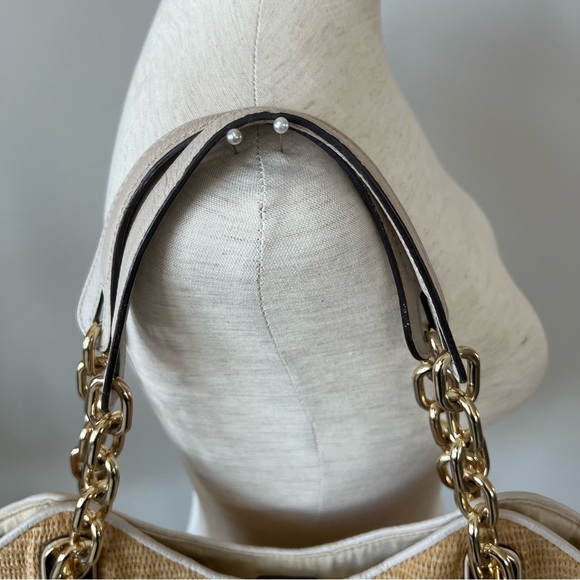 Michael Kors Straw Raffia Shoulder Bag with Gold Handles - Picture 7 of 16